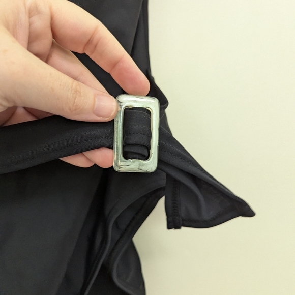 Vintage 90s Bandeau Belted One Piece Swimsuit 12 TALL Classic - Picture 6 of 12